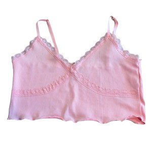 Women's NWOT H&M Divided Peach Lace Cropped Tank Top Size‎ Large